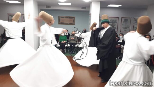 whirling dervish ceremony in a real monastery in fatih istanbul